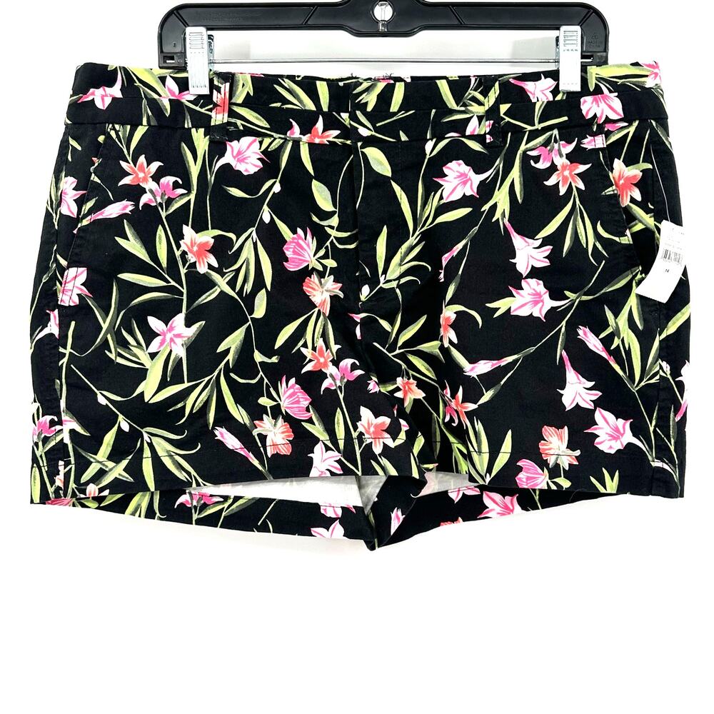 Khakis By Gap Size 14 The City 3 inch‎ Shorts NWT Shorts Black Pink Flower Print